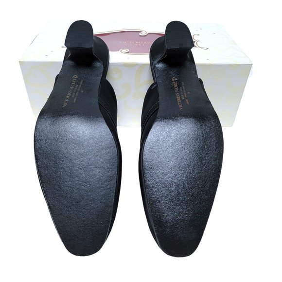 VICTORIA'S SECRET Black Satin Boudoir Slippers New w/ Box Size Medium - Picture 15 of 16